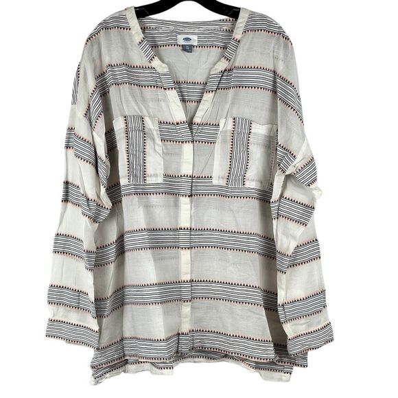 Old Navy Linen Look Strip Thin V-neck Top XL - Picture 1 of 12